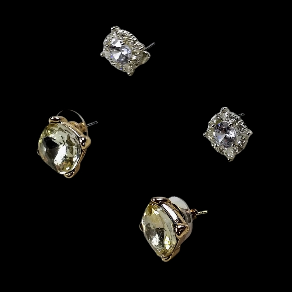 Crystal Accents Cluster Earrings with - Picture 2 of 14